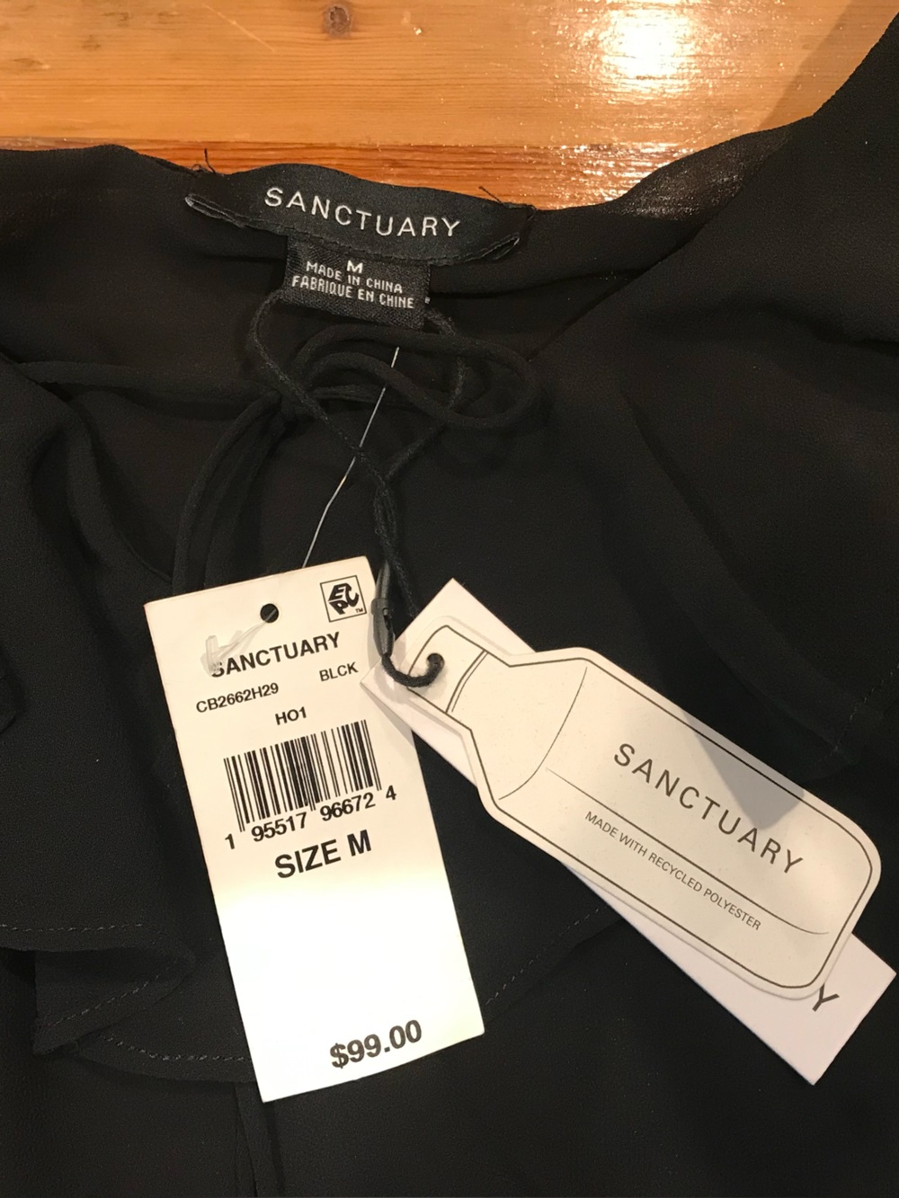 Sanctuary Chiffon V-Neck Blouse Top in Black NWT - Picture 6 of 8
